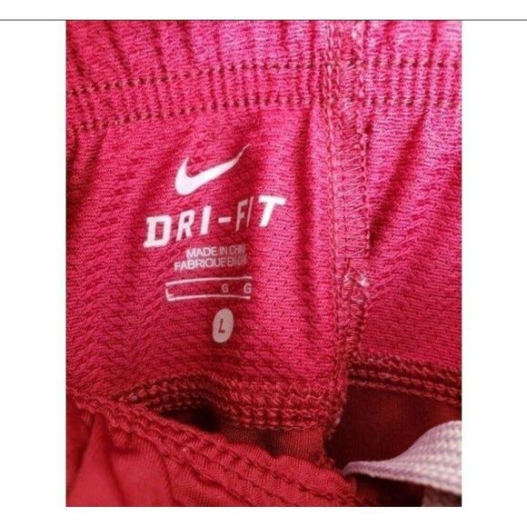 Nike Boys Long Athletic Shorts L Red Football Logo Dri-Fit Pockets Activewear - Picture 7 of 8